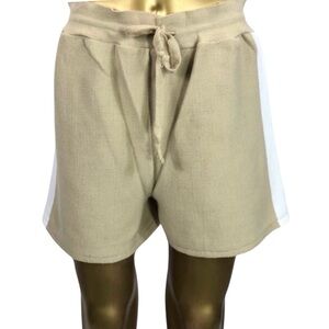 Nasty Gal Drawstring Waist Knit Shorts White Side Stripe…